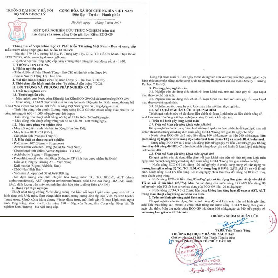 Chứng nhận Đại Học Y về nước từ trượng lượng tử ion kiềm G9